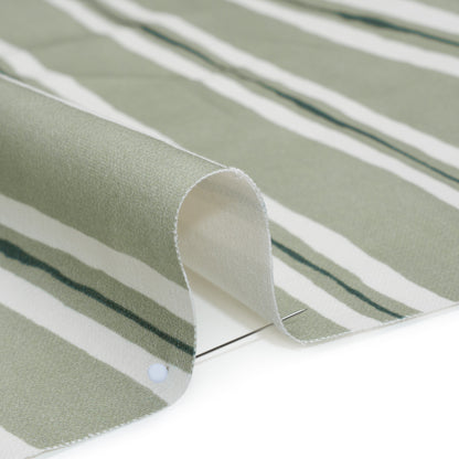 Brushed Cotton and Linen Canvas Print - Aloe Painted Stripes - British Imported