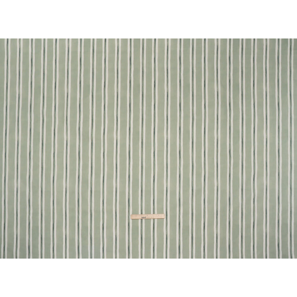 Brushed Cotton and Linen Canvas Print - Aloe Painted Stripes - British Imported