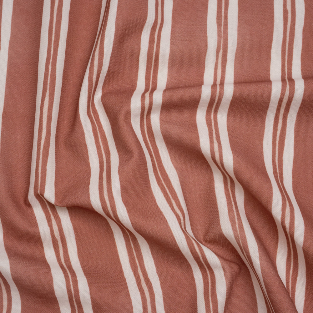 Brushed Cotton and Linen Canvas Print - Berry Painted Stripes - British Imported