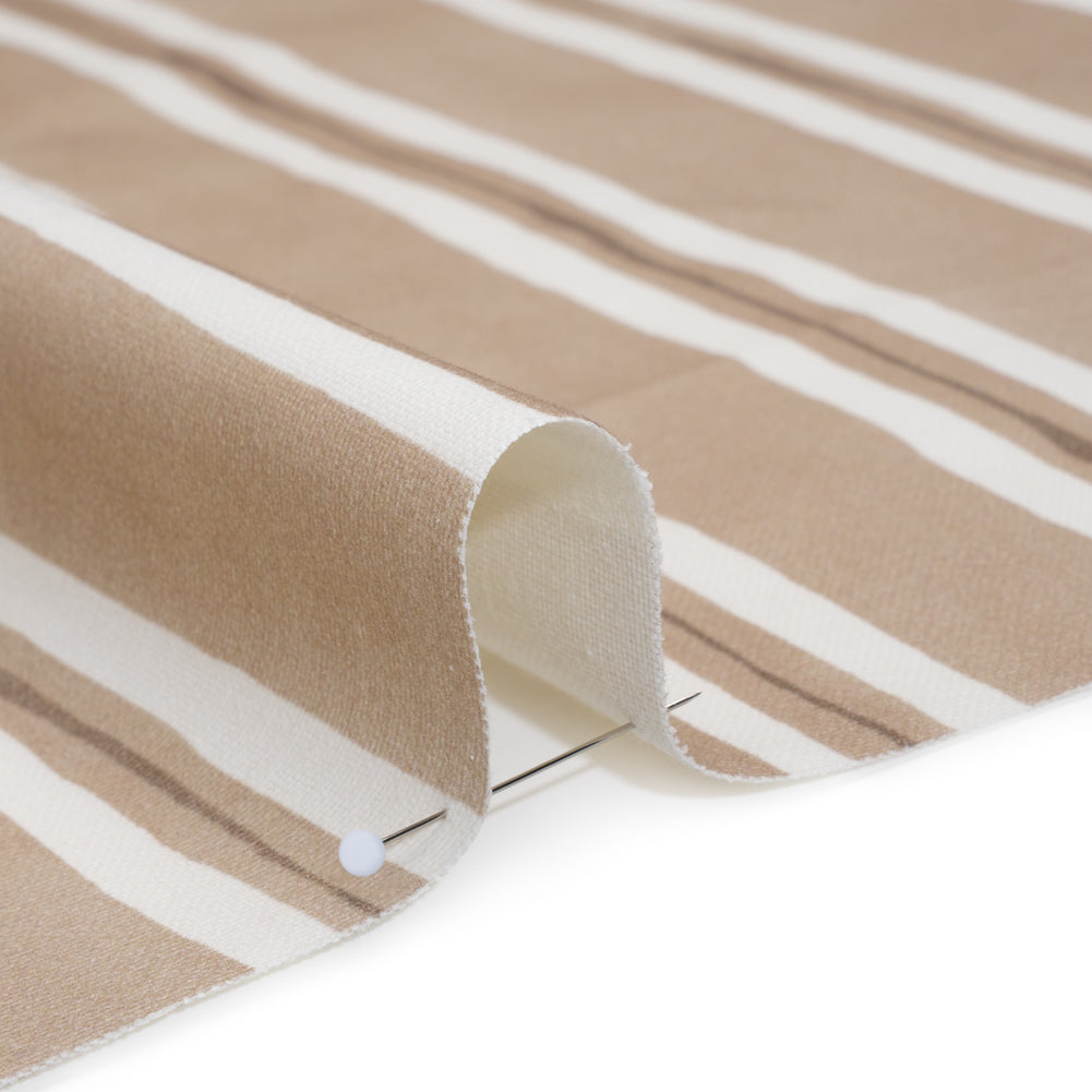 Brushed Cotton and Linen Canvas Print - Biscuit Painted Stripes - British Imported