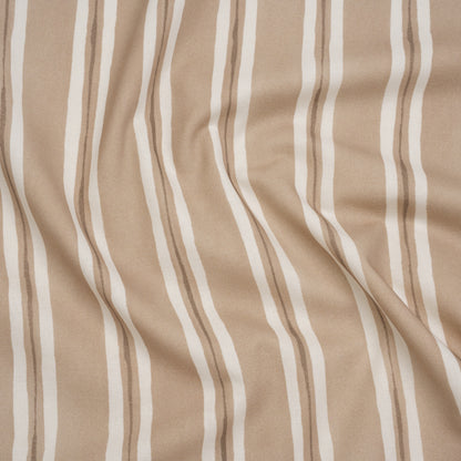 Brushed Cotton and Linen Canvas Print - Biscuit Painted Stripes - British Imported