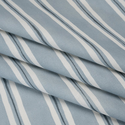 Brushed Cotton and Linen Canvas Print - Chambray Painted Stripes - British Imported