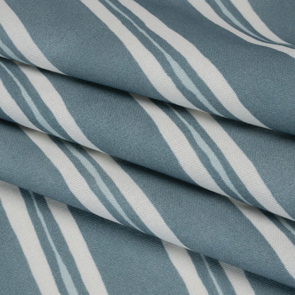 Brushed Cotton and Linen Canvas Print - Denim Painted Stripes - British Imported
