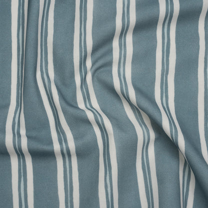 Brushed Cotton and Linen Canvas Print - Denim Painted Stripes - British Imported