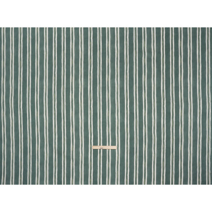 Brushed Cotton and Linen Canvas Print - Emerald Painted Stripes - British Imported