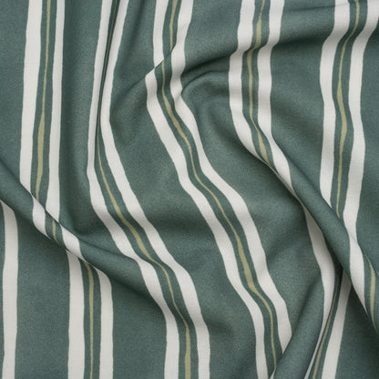 Brushed Cotton and Linen Canvas Print - Emerald Painted Stripes - British Imported