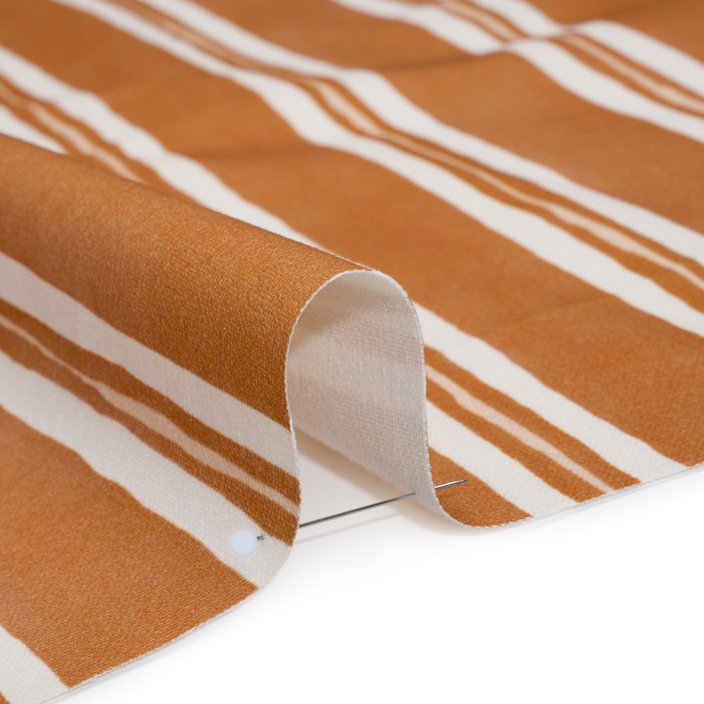 Brushed Cotton and Linen Canvas Print - Marmalade Painted Stripes - British Imported