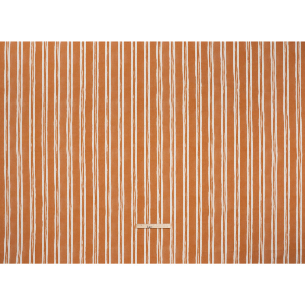 Brushed Cotton and Linen Canvas Print - Marmalade Painted Stripes - British Imported