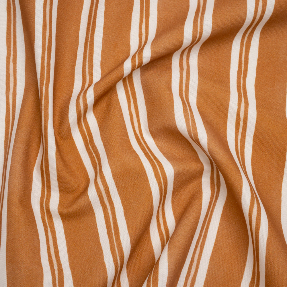 Brushed Cotton and Linen Canvas Print - Marmalade Painted Stripes - British Imported
