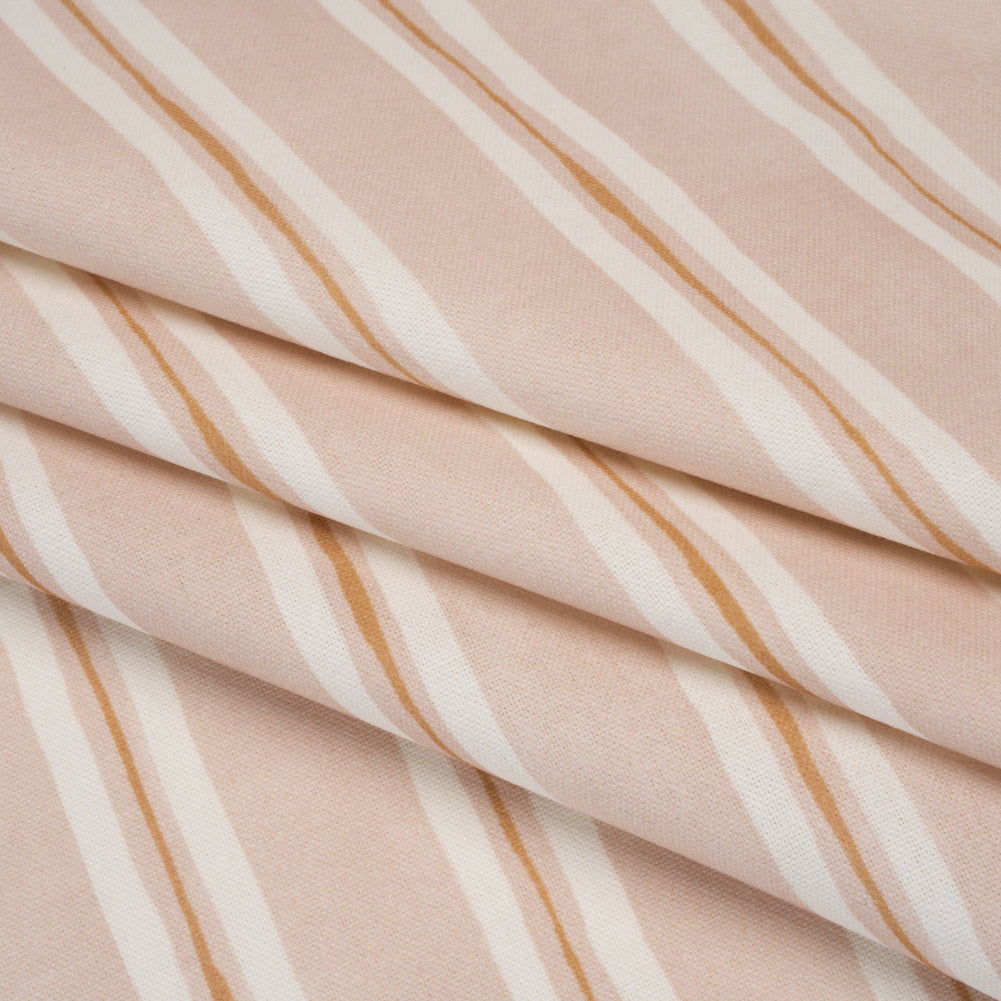 Brushed Cotton and Linen Canvas Print - Plaster Painted Stripes - British Imported