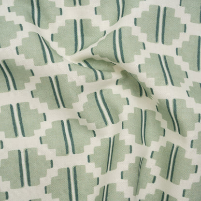 Brushed Cotton and Linen Canvas Print - Aloe Blocky Diamonds - British Imported