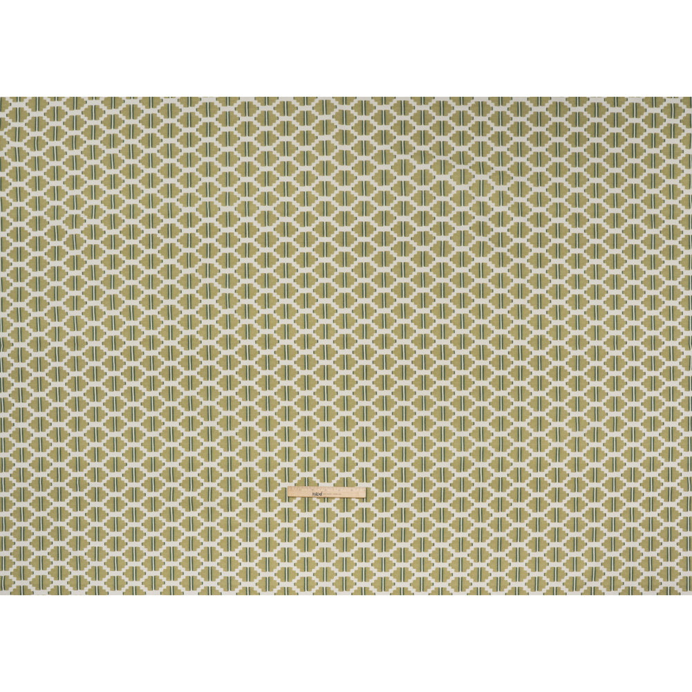 Brushed Cotton and Linen Canvas Print - Pistachio Blocky Diamonds - British Imported