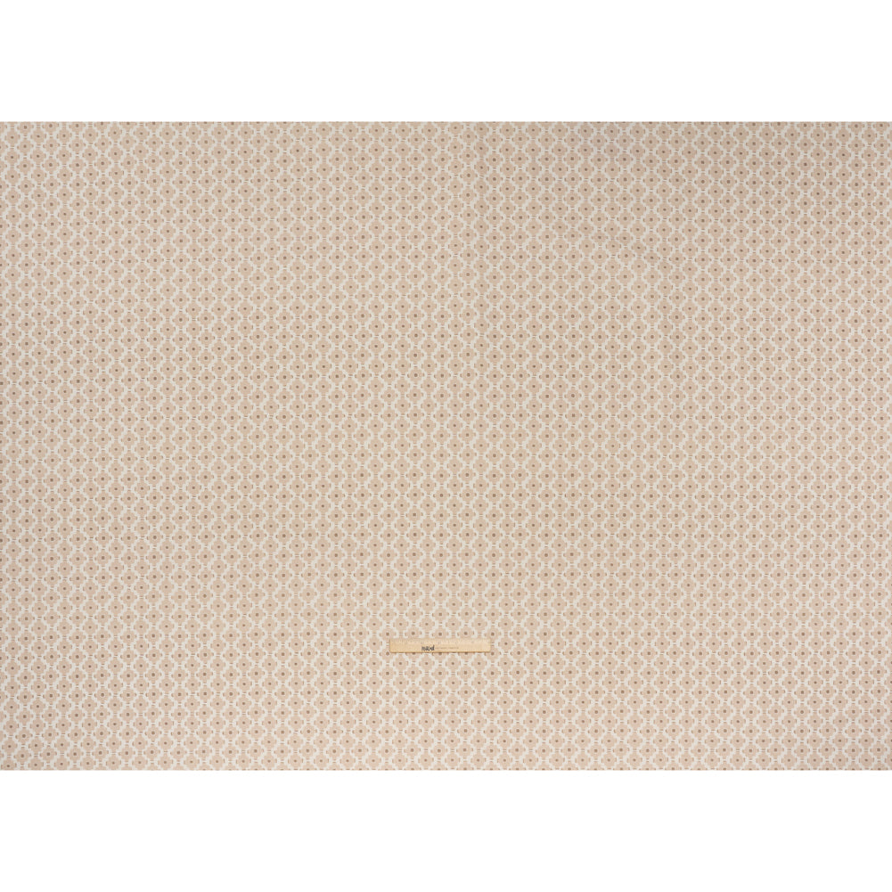 Brushed Cotton and Linen Canvas Print - Biscuit Small Geometric Diamonds - British Imported