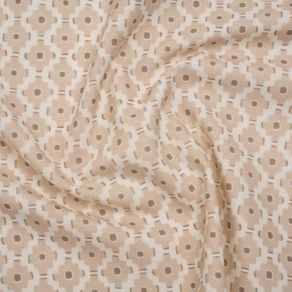 Brushed Cotton and Linen Canvas Print - Biscuit Small Geometric Diamonds - British Imported