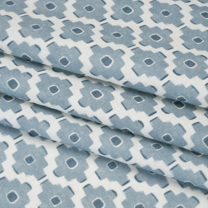 Brushed Cotton and Linen Canvas Print - Marine Small Geometric Diamonds - British Imported