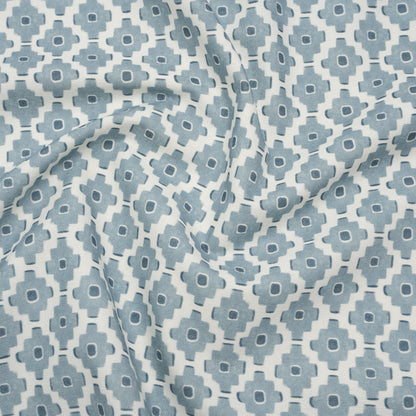 Brushed Cotton and Linen Canvas Print - Marine Small Geometric Diamonds - British Imported