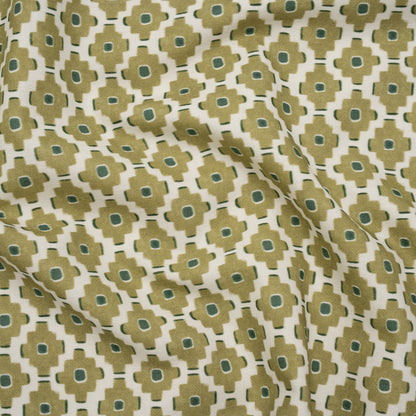 Brushed Cotton and Linen Canvas Print - Pistachio Small Geometric Diamonds - British Imported