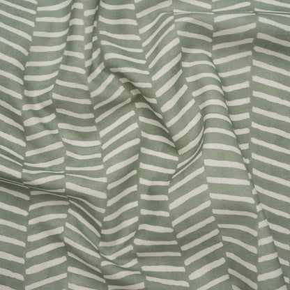 Brushed Cotton and Linen Canvas Print - Aloe Painted Herringbone - British Imported