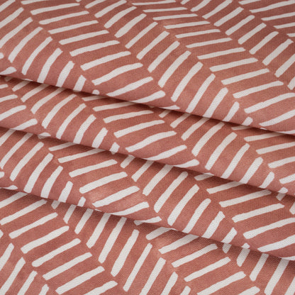 Brushed Cotton and Linen Canvas Print - Berry Painted Herringbone - British Imported