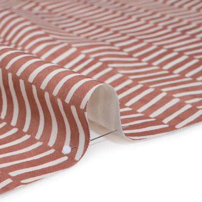 Brushed Cotton and Linen Canvas Print - Berry Painted Herringbone - British Imported