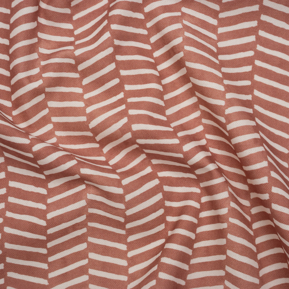 Brushed Cotton and Linen Canvas Print - Berry Painted Herringbone - British Imported