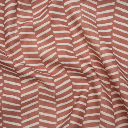 Brushed Cotton and Linen Canvas Print - Berry Painted Herringbone - British Imported
