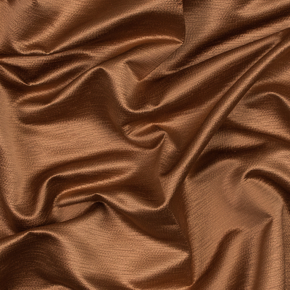 Luminous Textural Polyester Woven - Rust - British Imported