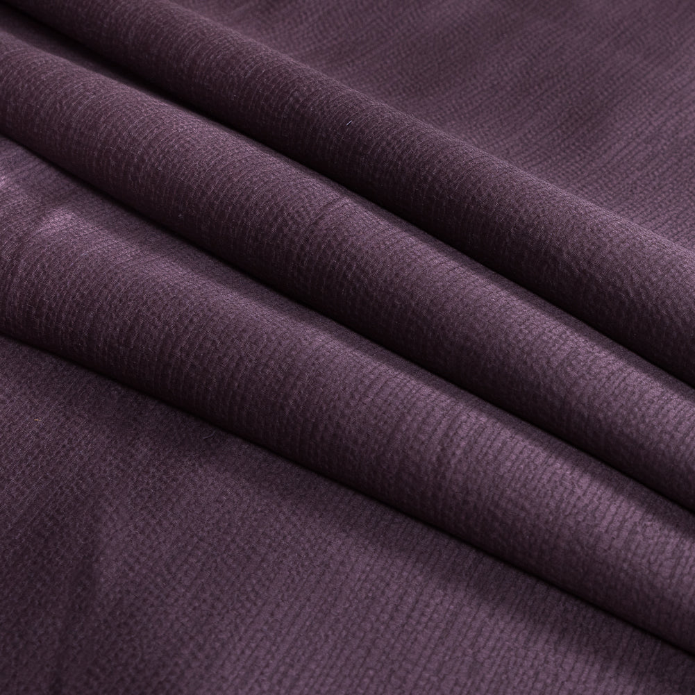 Luminous Textural Polyester Woven - Aubergine - British Imported Folded