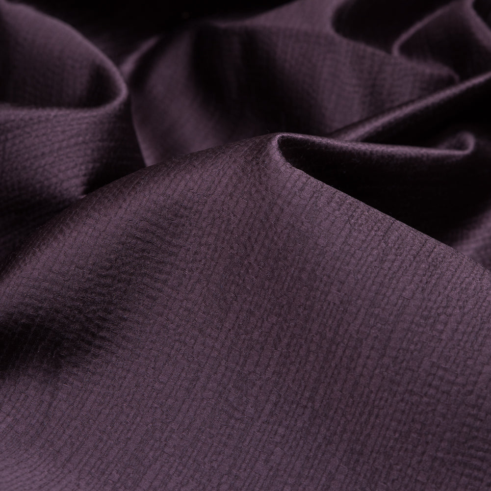 Luminous Textural Polyester Woven - Aubergine - British Imported Detail