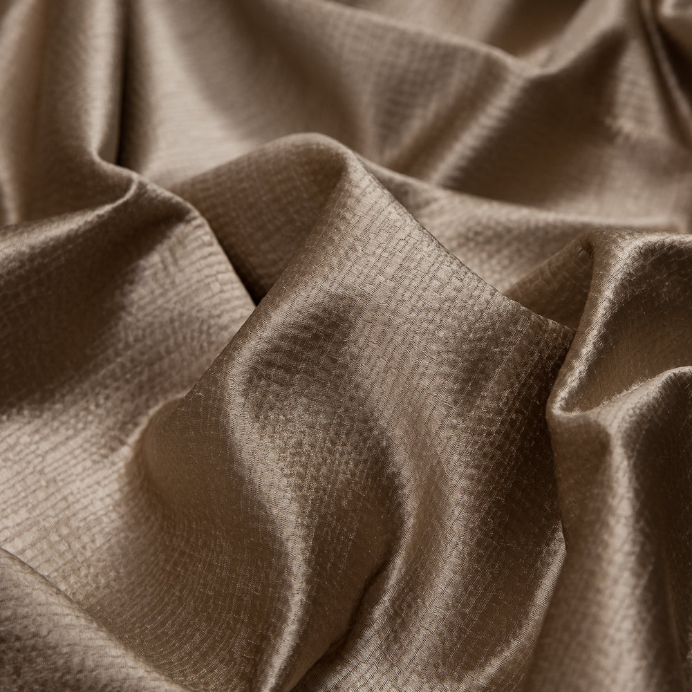 Luminous Textural Polyester Woven - Cashew - British Imported Detail