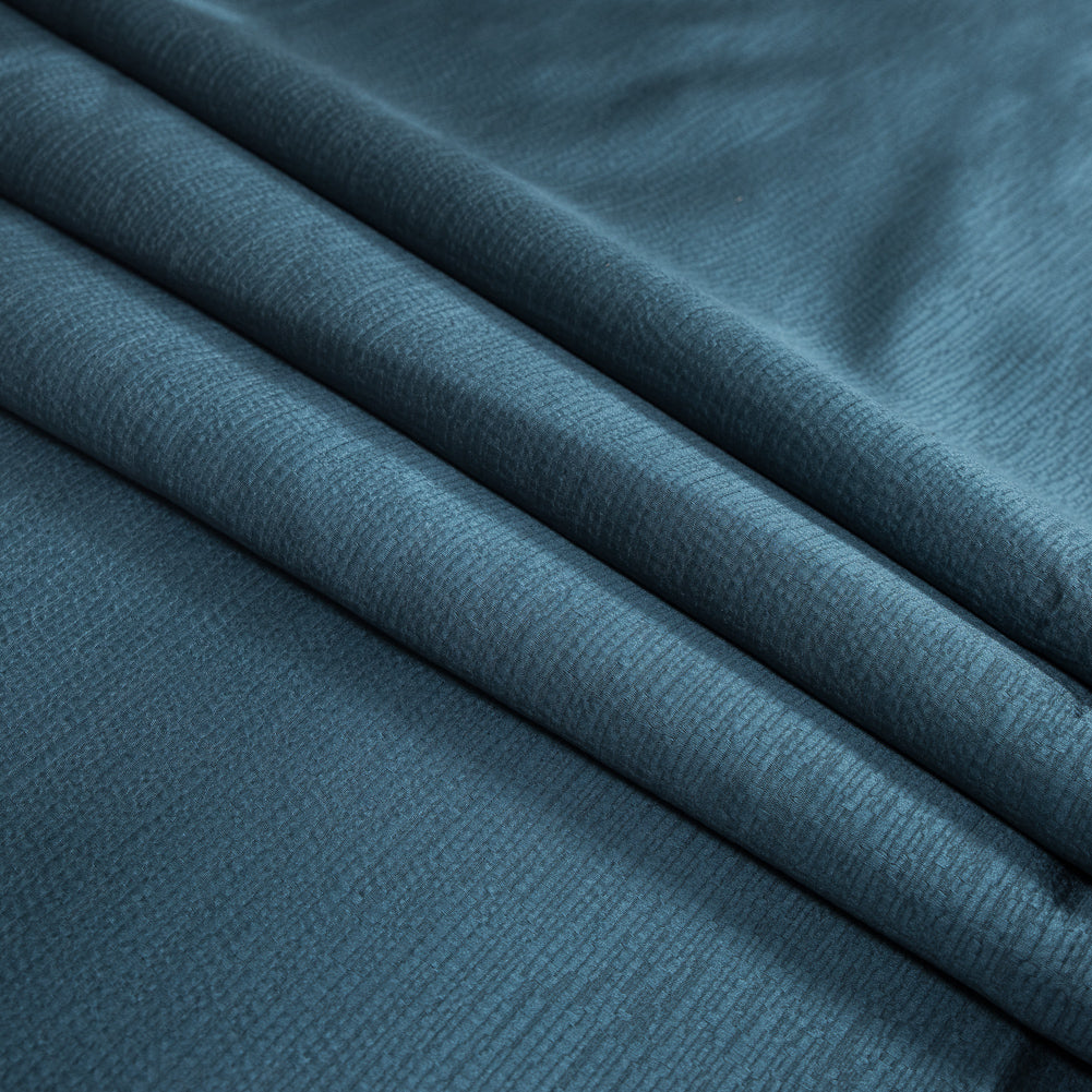 British Teal Luminous Textural Polyester Woven - Folded