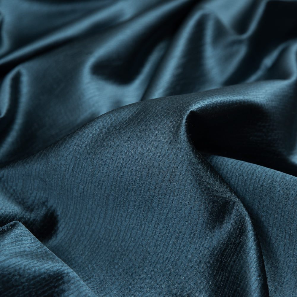 British Teal Luminous Textural Polyester Woven - Detail
