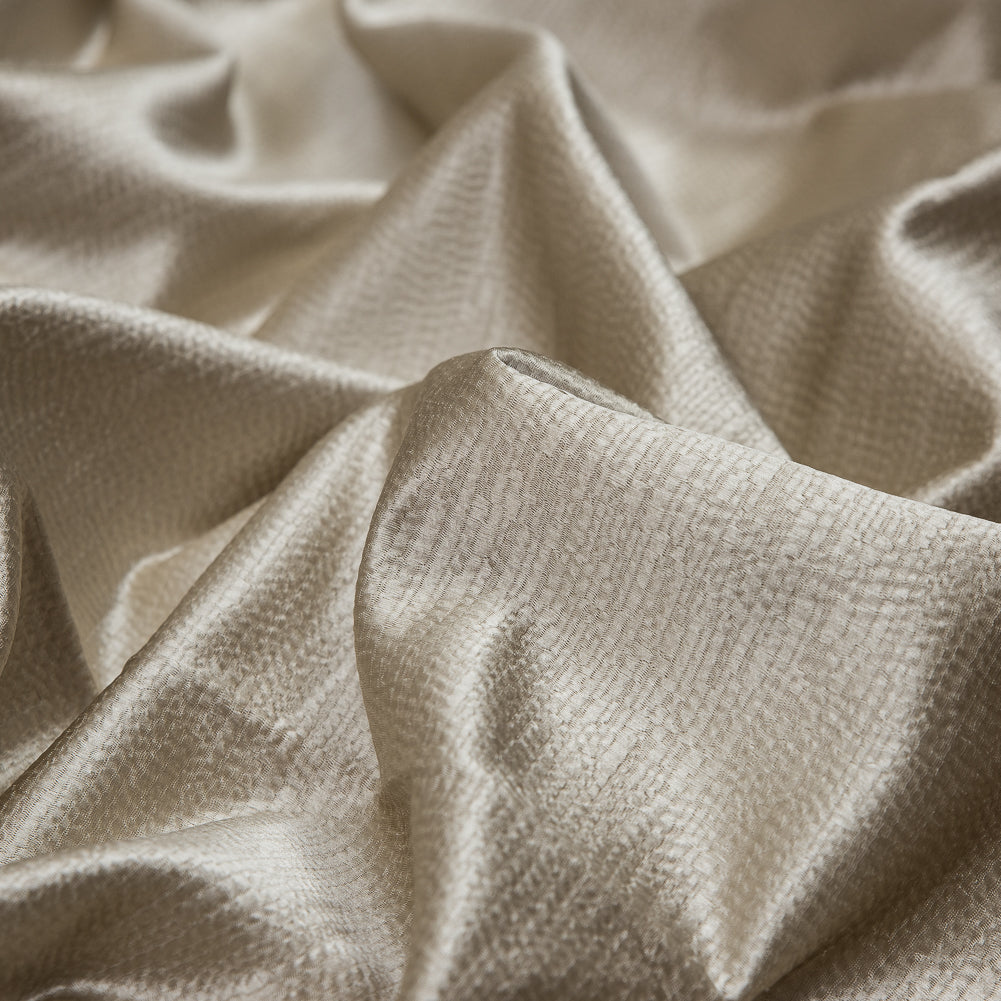Luminous Textural Polyester Woven - Champagne - British Imported Detail