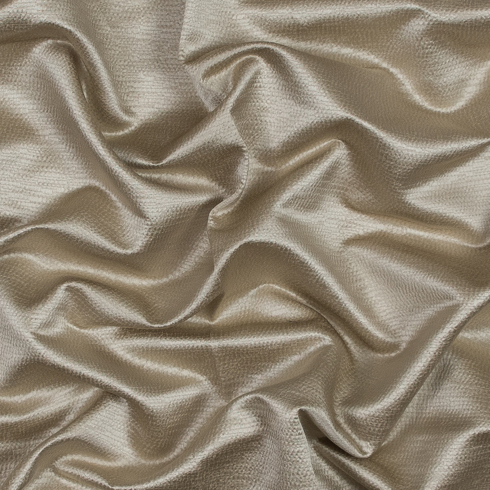 Luminous Textural Polyester Woven - Champagne - British Imported