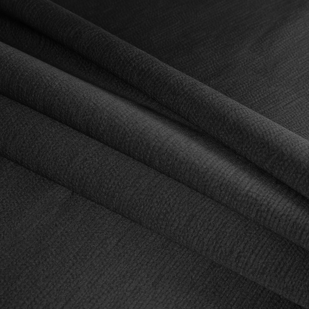 Luminous Textural Polyester Woven - Black - British Imported Folded
