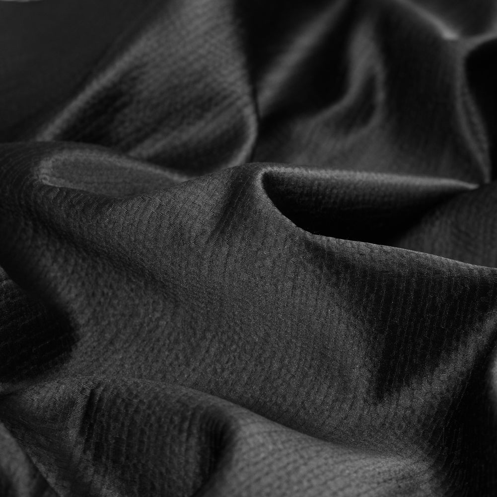 Luminous Textural Polyester Woven - Black - British Imported Detail