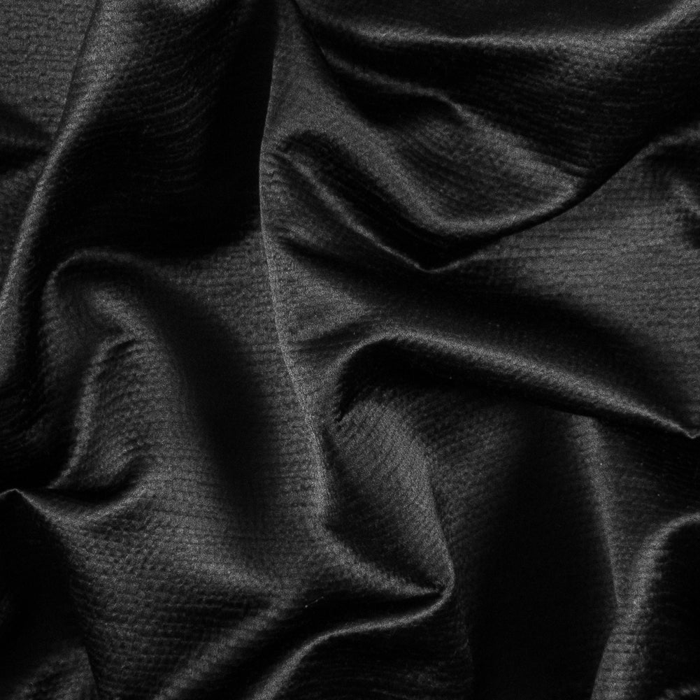 Luminous Textural Polyester Woven - Black - British Imported