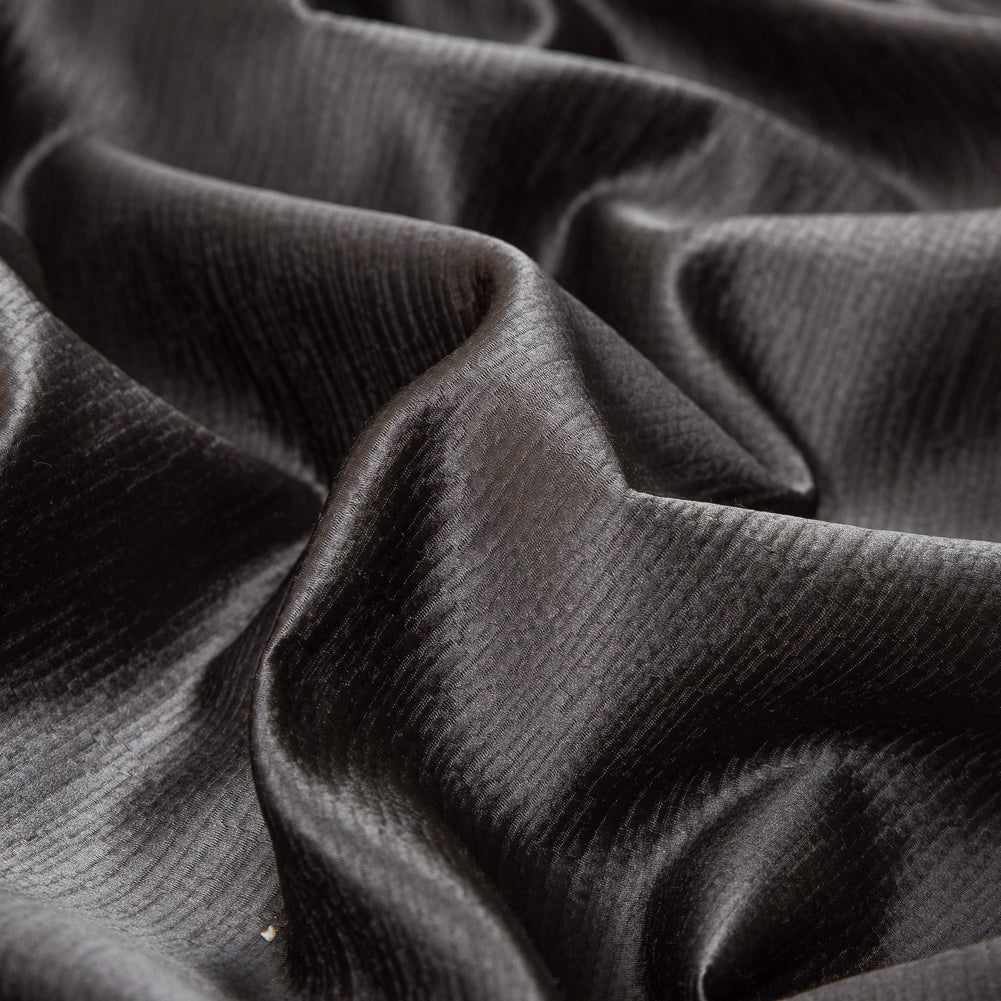 Luminous Textural Polyester Woven - Gray - British Imported Detail