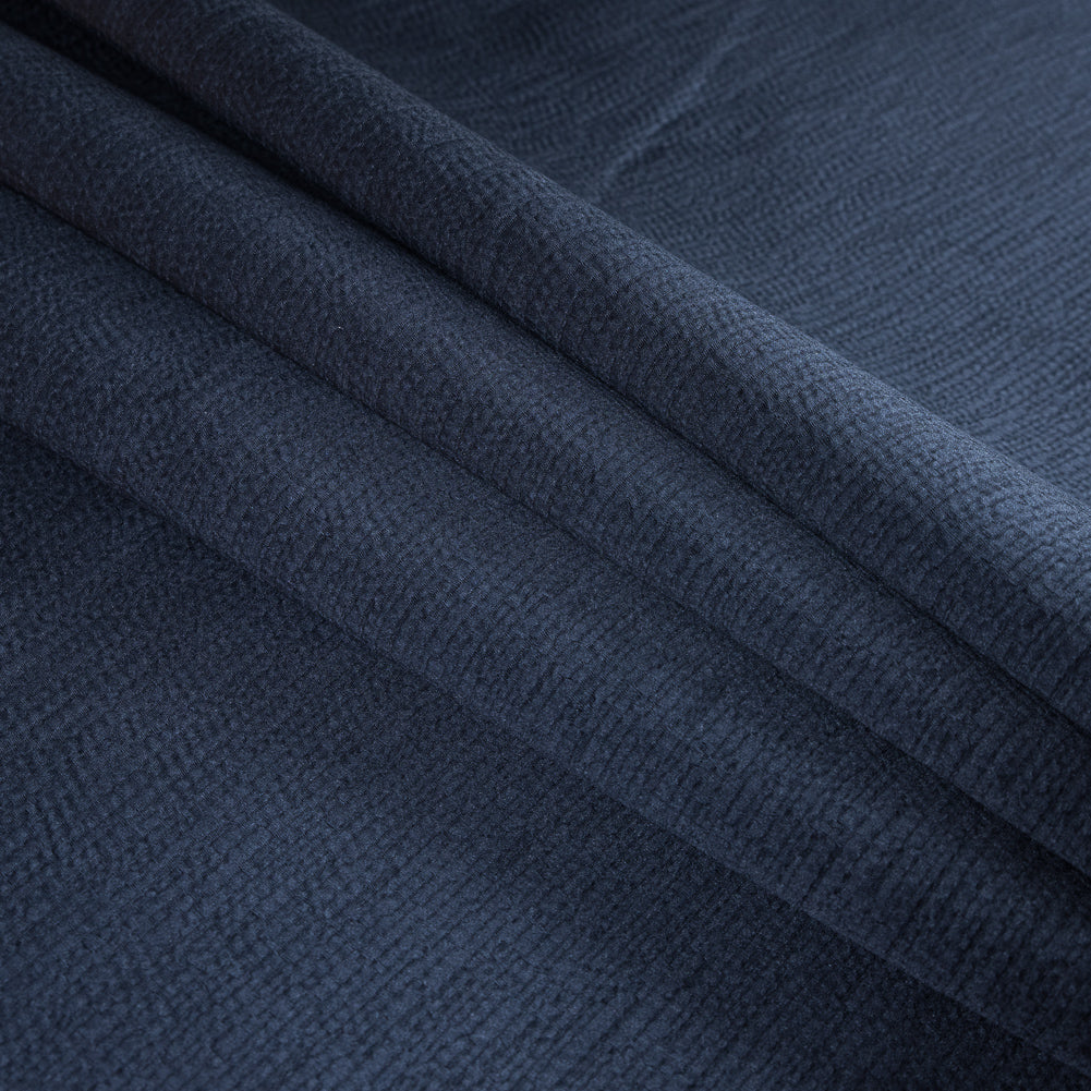 Luminous Textural Polyester Woven - Indigo - British Imported Folded
