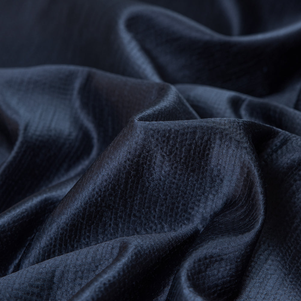Luminous Textural Polyester Woven - Indigo - British Imported Detail