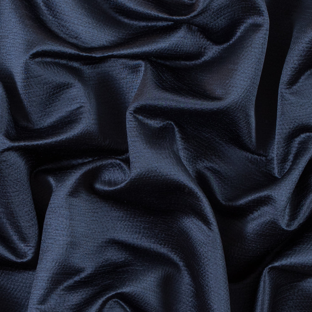 Luminous Textural Polyester Woven - Indigo - British Imported
