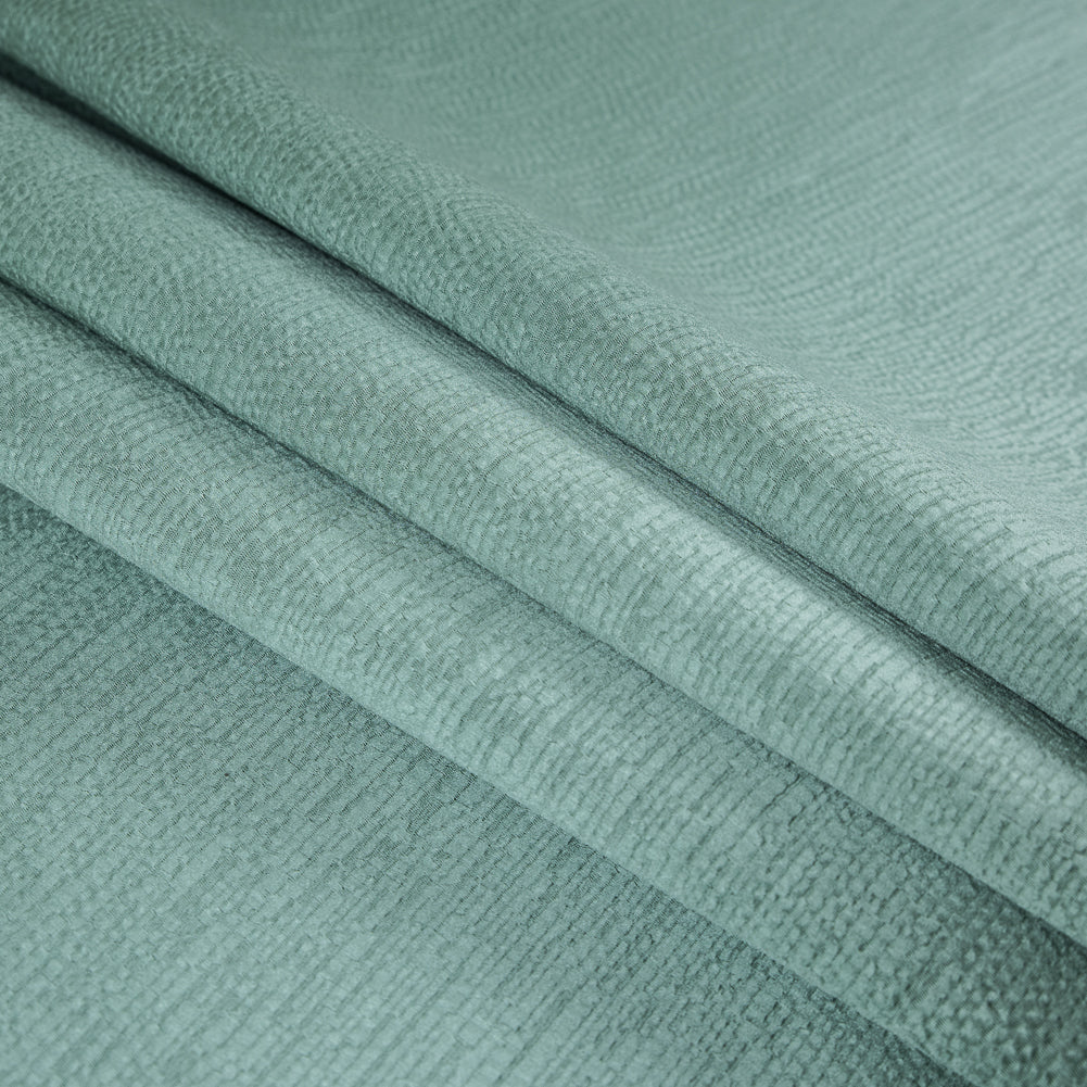 Luminous Textural Polyester Woven - Aqua - British Imported Folded