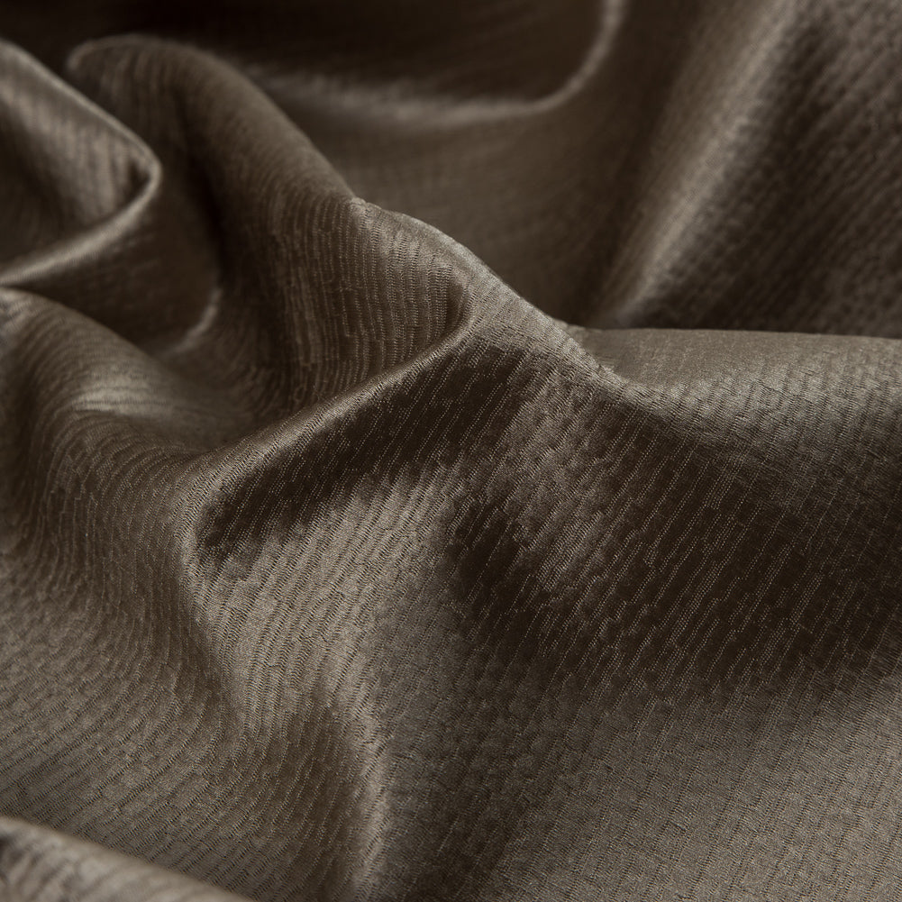 Luminous Textural Polyester Woven - Otter - British Imported Detail