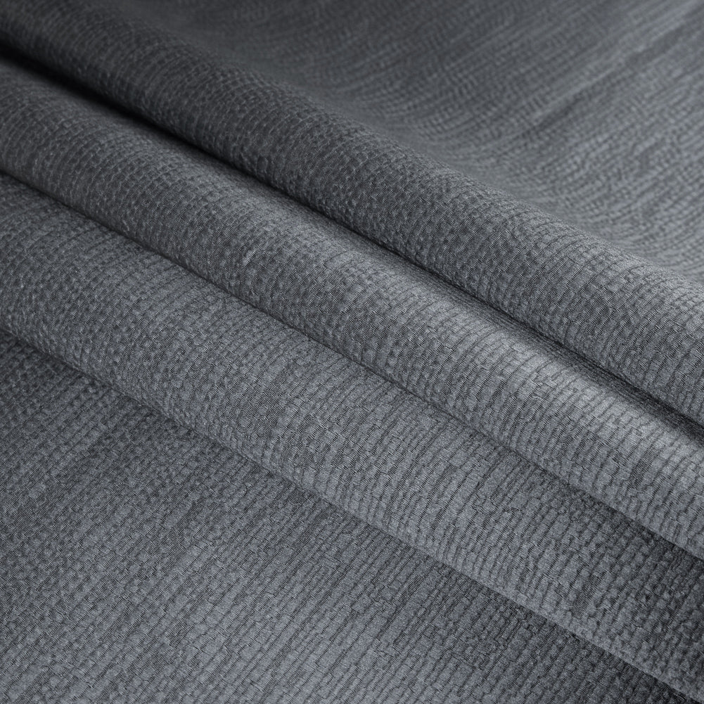Luminous Textural Polyester Woven - Steel - British Imported Folded