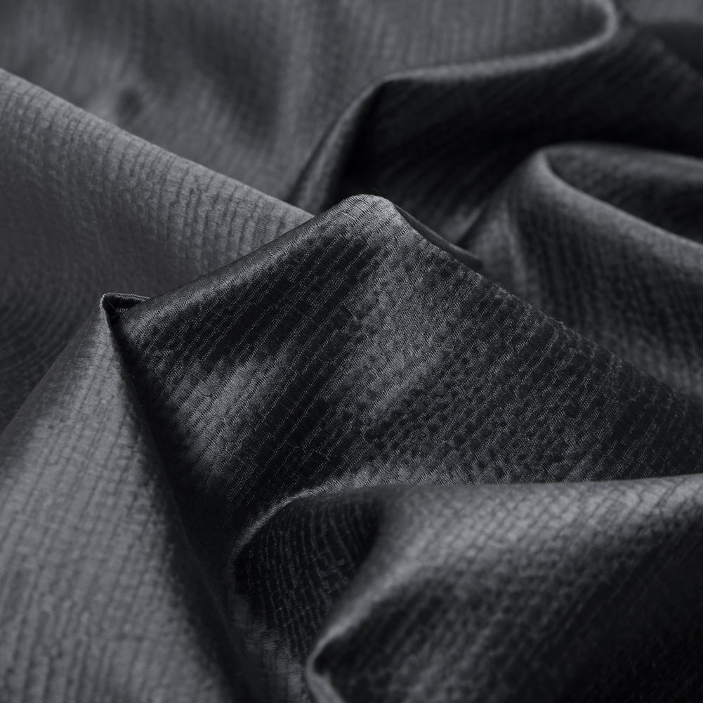 Luminous Textural Polyester Woven - Steel - British Imported Detail