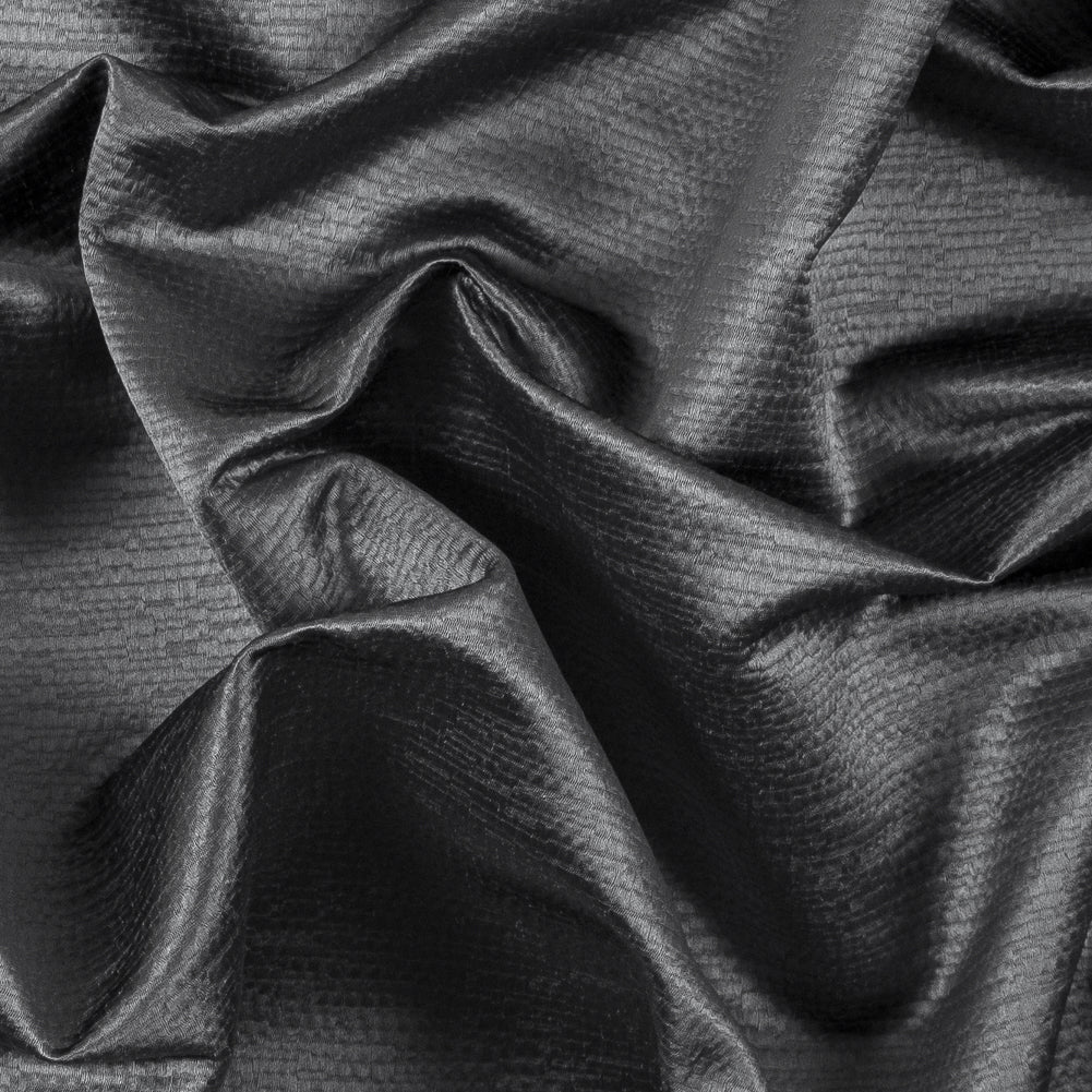 Luminous Textural Polyester Woven - Steel - British Imported