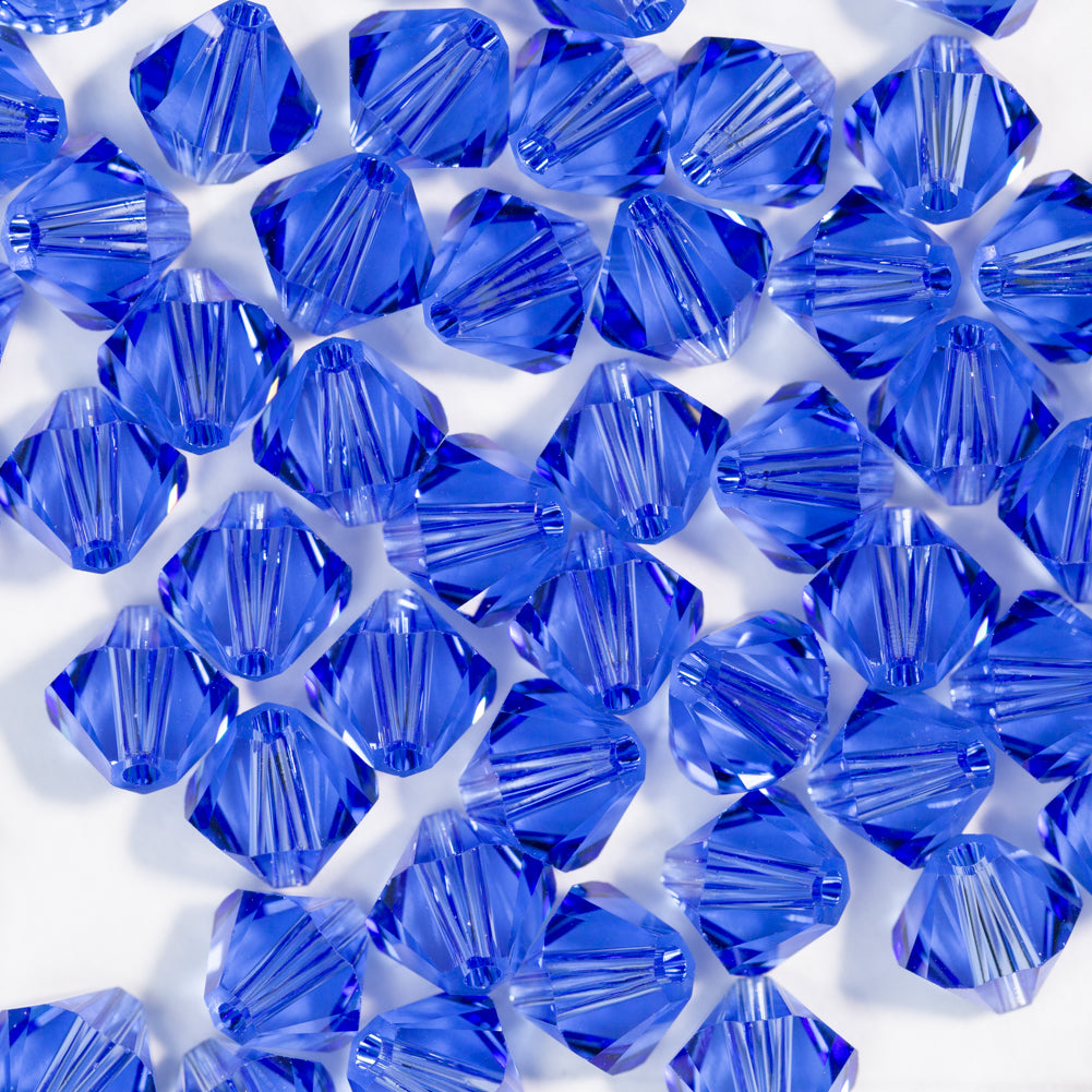 Sapphire Bicone Swarovski Rhinestone Beads Folded