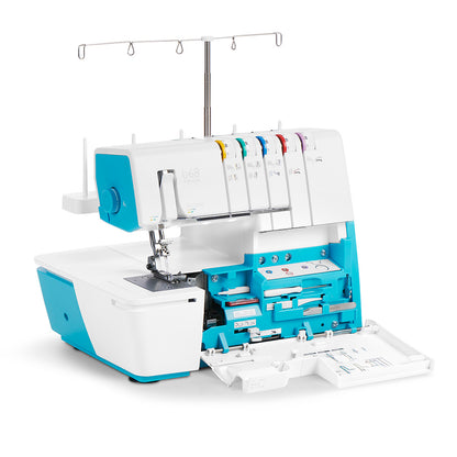 bernette 68 Maker Edition - Air-Threading Combination Overlock, Chainstitch and Coverstitch Serger Sewing Machine with Presser Foot Set and Mini Vacuum Cleaner