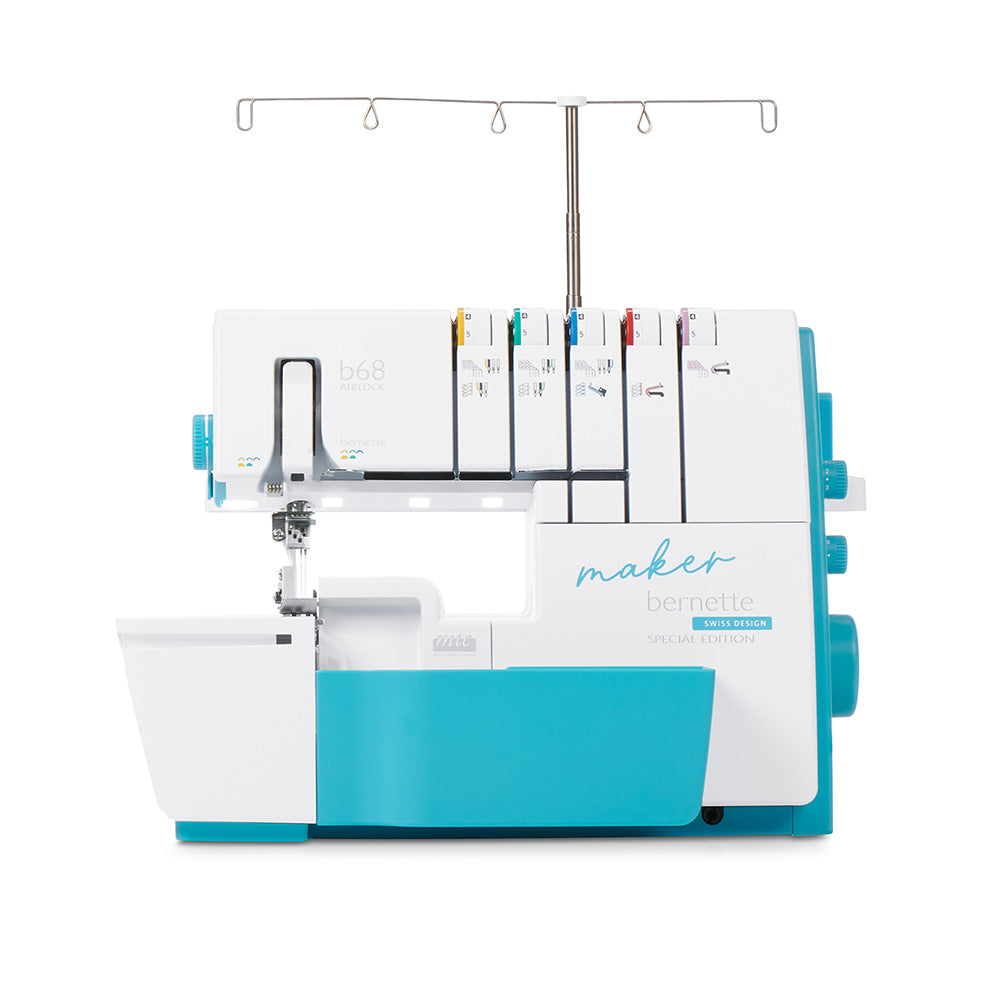 bernette 68 Maker Edition - Air-Threading Combination Overlock, Chainstitch and Coverstitch Serger Sewing Machine with Presser Foot Set and Mini Vacuum Cleaner