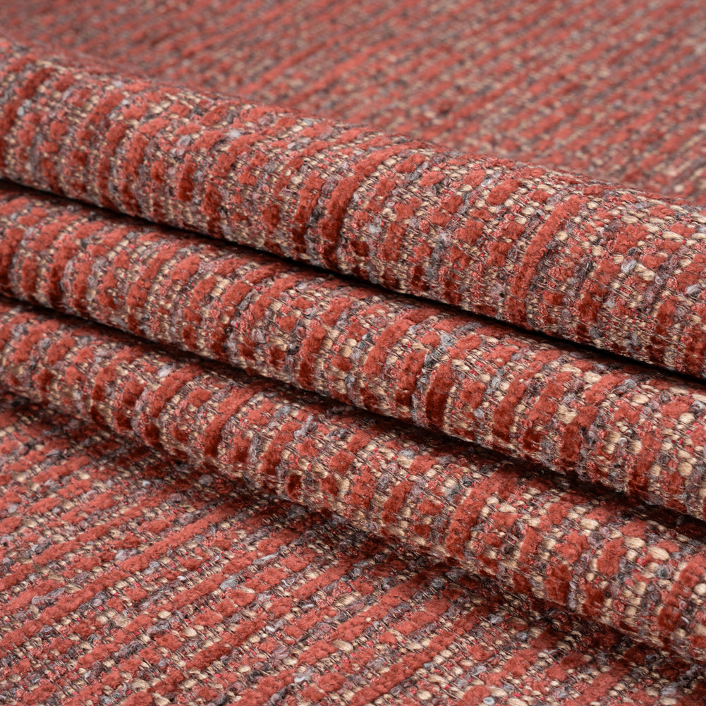 Tweed Upholstery Chenille - Bloodstone Striated - Caprona Collection Folded
